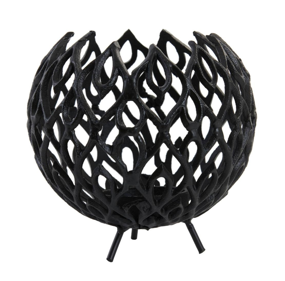 Černý antik kovový děrovaný svícen Siam L - Ø 20 * 18 cm