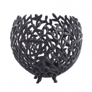 Černý antik kovový děrovaný svícen Famari L - Ø 20 * 17 cm