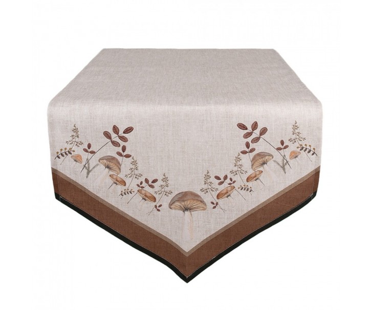 Béžový bavlněný běhoun na stůl s houbičkami Little Forest Jewels - 50*160 cm