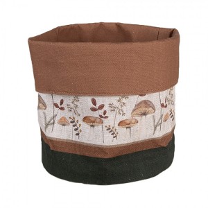 Béžový bavlněný košík na pečivo s houbičkami Little Forest Jewels - Ø 15*16 cm