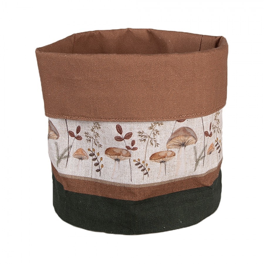Béžový bavlněný košík na pečivo s houbičkami Little Forest Jewels - Ø 15*16 cm