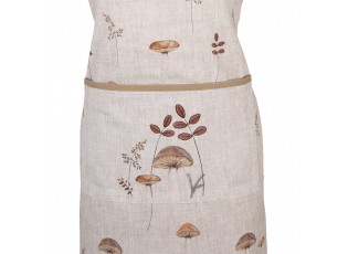 Béžová kuchyňská bavlněná zástěra s houbičkami Little Forest Jewels - 70*85 cm