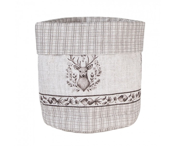 Béžový textilní košík na pečivo s jelenem Gentle Wilderness - Ø 15x16 cm