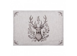 Set 6ks béžové textilní prostírání s jelenem Gentle Wilderness - 48*33 cm