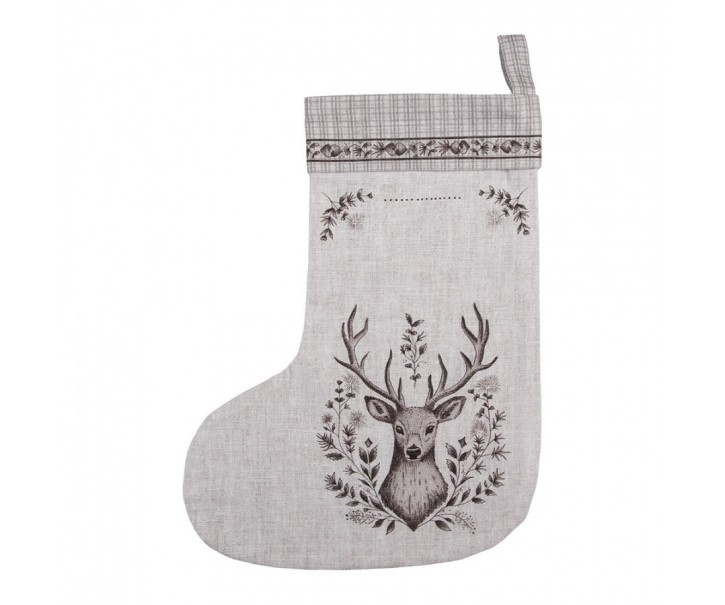 Béžová vánoční punčocha s jeleny Gentle Wilderness - 30*1*40 cm