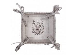 Béžový textilní košík na pečivo s jelenem Gentle Wilderness - 35*35*8 cm