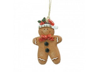 Hnědá vánoční ozdoba Perníček Gingerbread - 6*1*8 cm