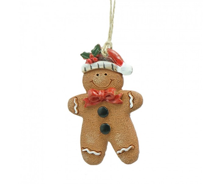 Hnědá vánoční ozdoba Perníček Gingerbread - 6*1*8 cm