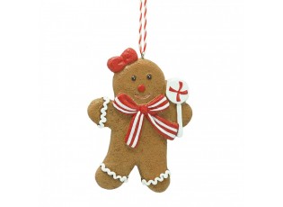 Hnědá vánoční ozdoba Perníček Gingerbread - 8*1*10 cm