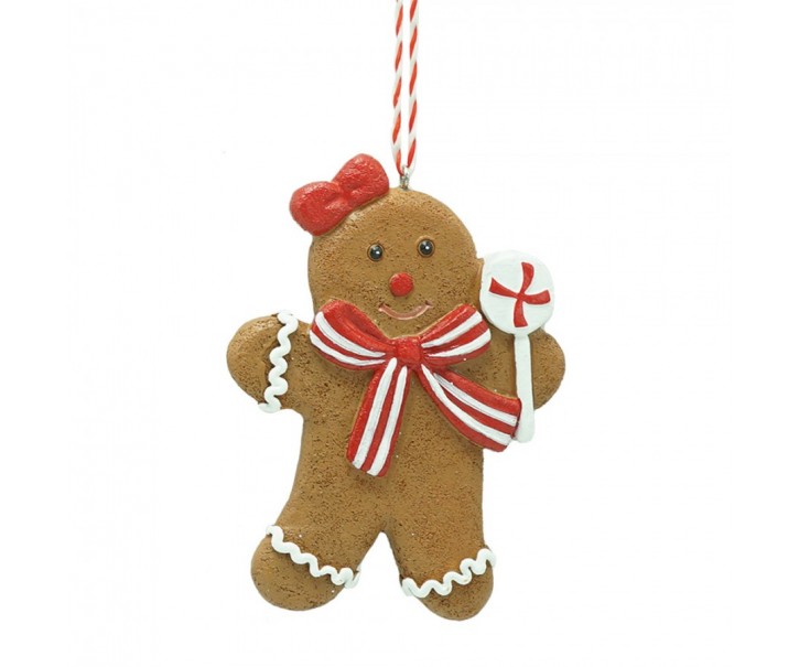 Hnědá vánoční ozdoba Perníček Gingerbread - 8*1*10 cm