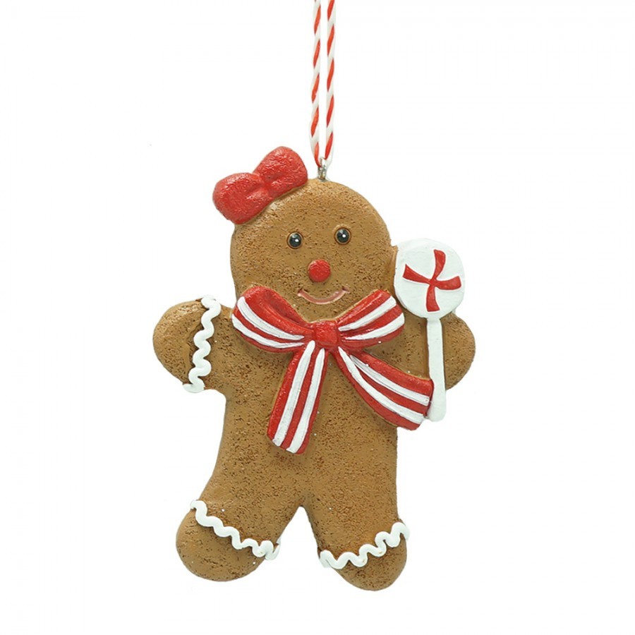 Hnědá vánoční ozdoba Perníček Gingerbread - 8*1*10 cm