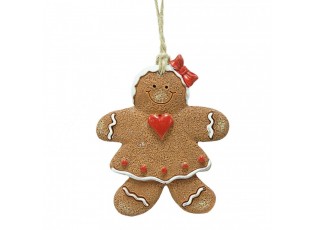 Hnědá vánoční ozdoba Perníček Gingerbread - 7*1*8 cm