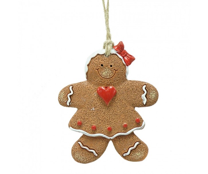 Hnědá vánoční ozdoba Perníček Gingerbread - 7*1*8 cm