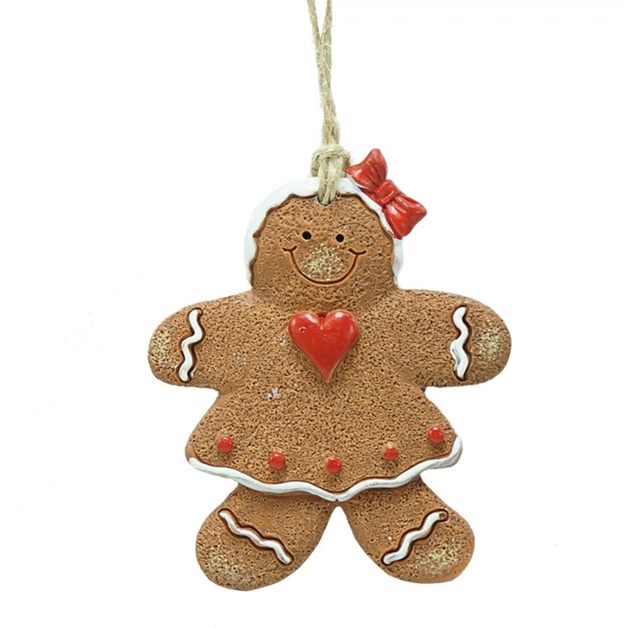 Hnědá vánoční ozdoba Perníček Gingerbread - 7*1*8 cm Clayre & Eef