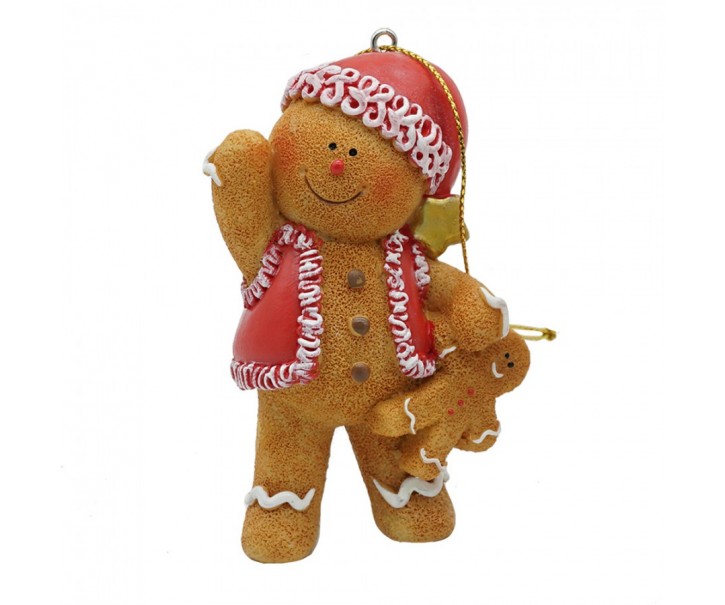 Hnědá vánoční ozdoba Perníček Gingerbread - 6*4*9 cm