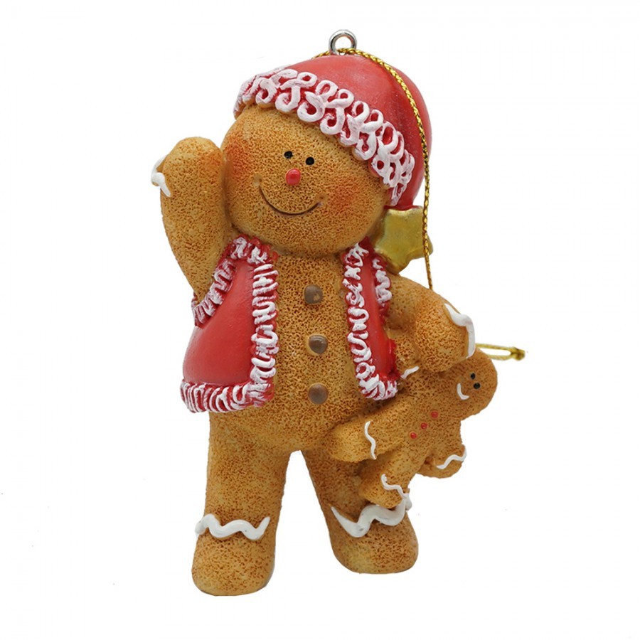 Hnědá vánoční ozdoba Perníček Gingerbread - 6*4*9 cm Clayre & Eef