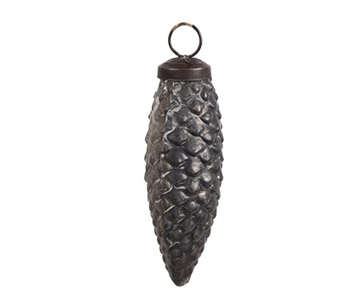 Tmavě stříbrná vánoční ozdoba šiška - 5*11 cm Clayre & Eef