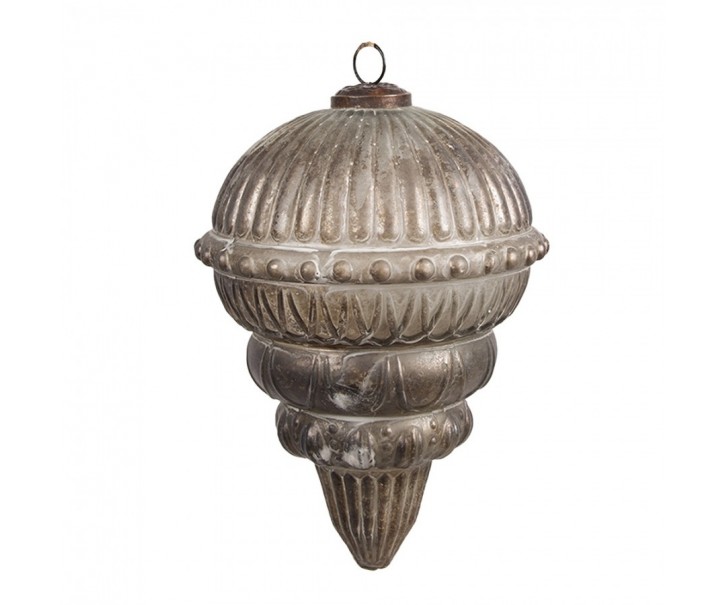 Christmas Bauble ? 15x20 Cm Silver Colored Brown Glass - 15,00 cm Clayre & Eef