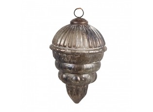 Christmas Bauble ? 10x15 Cm Silver Colored Brown Glass - 10,00 cm