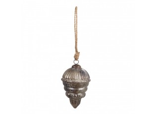 Christmas Bauble ? 10x15 Cm Silver Colored Brown Glass - 10,00 cm