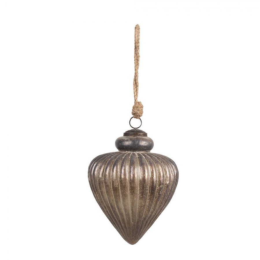 Zlatohnědá vintage skleněná vánoční ozdoba - 13*17 cm