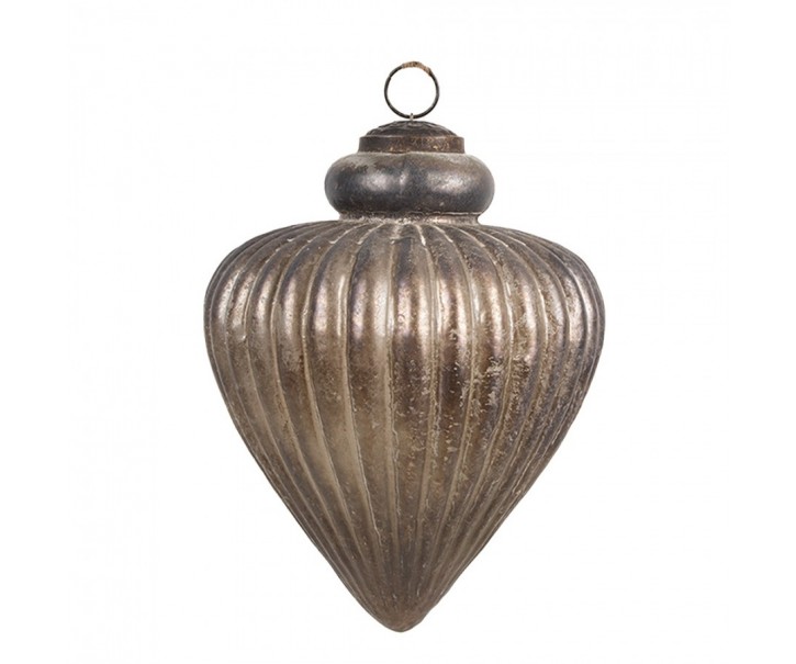 Zlatohnědá vintage skleněná vánoční ozdoba - 16*18 cm Clayre & Eef