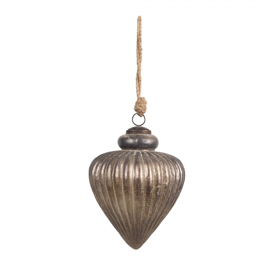 Zlatohnědá vintage skleněná vánoční ozdoba - 16*18 cm