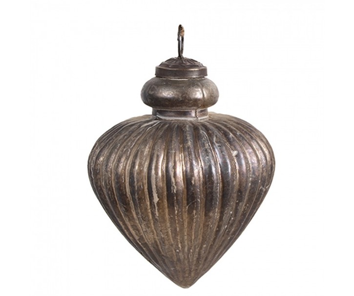Zlatohnědá vintage skleněná vánoční ozdoba - 10*12 cm Clayre & Eef