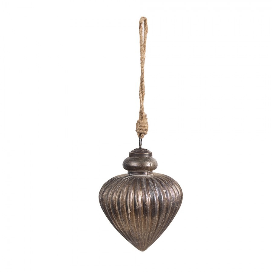 Zlatohnědá vintage skleněná vánoční ozdoba - 10*12 cm