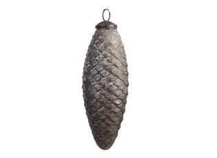Tmavě stříbrná vánoční ozdoba šiška - 6*16 cm 