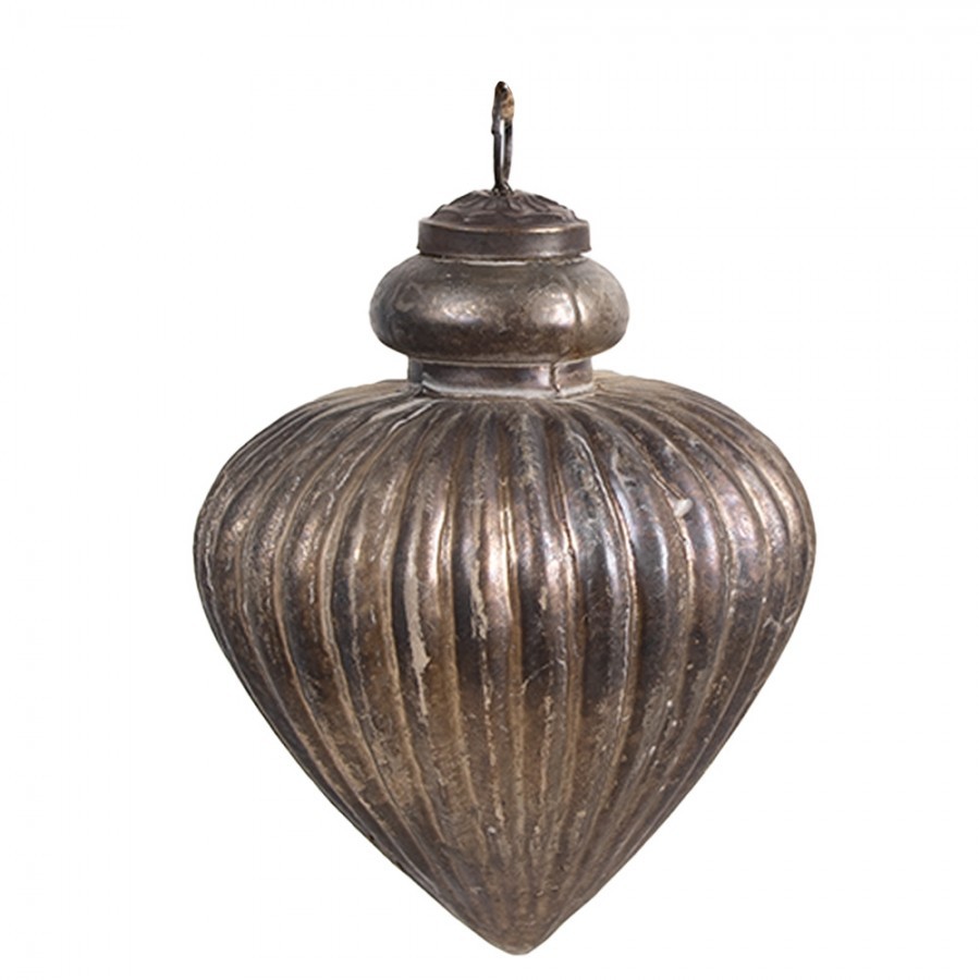 Zlatohnědá vintage skleněná vánoční ozdoba - 8*10 cm