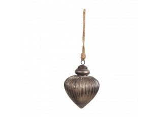 Zlatohnědá vintage skleněná vánoční ozdoba - 8*10 cm