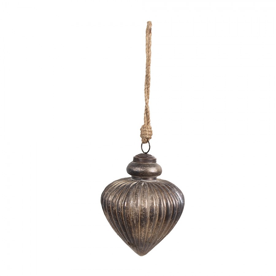 Zlatohnědá vintage skleněná vánoční ozdoba - 8*10 cm