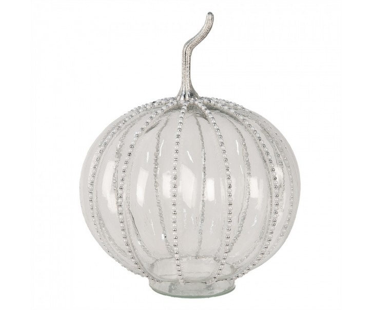 Transparentní skleněná dýně Pumpkin s korálky XL - Ø 25*33 cm 