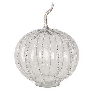 Transparentní skleněná dýně Pumpkin s korálky XL - Ø 25*33 cm 