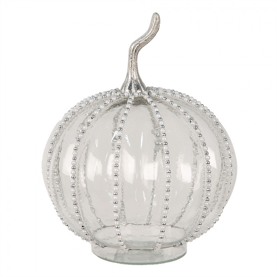 Transparentní skleněná dýně Pumpkin s korálky M - Ø 15*19 cm 