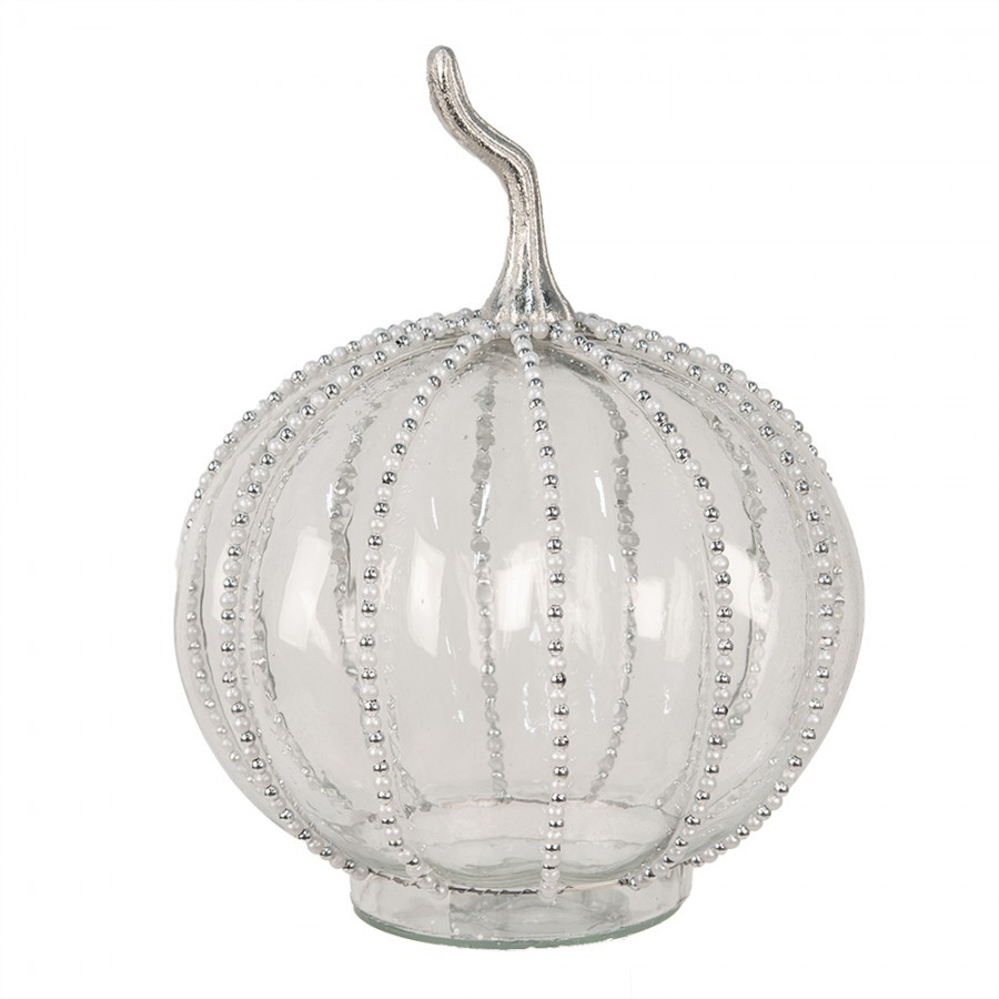 Transparentní skleněná dýně Pumpkin s korálky M - Ø 15*19 cm 
