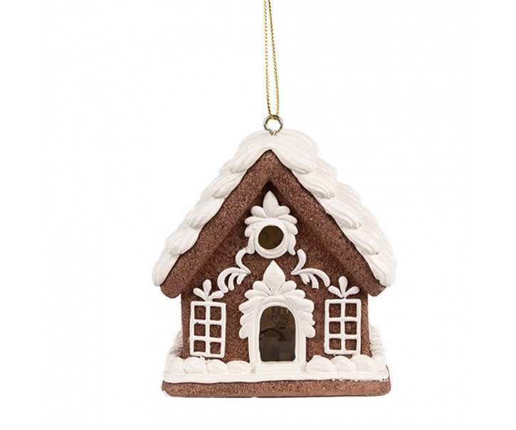 Závěsná svítící ozdoba perníková chaloupka Gingerbread House - 8*6*9 cm