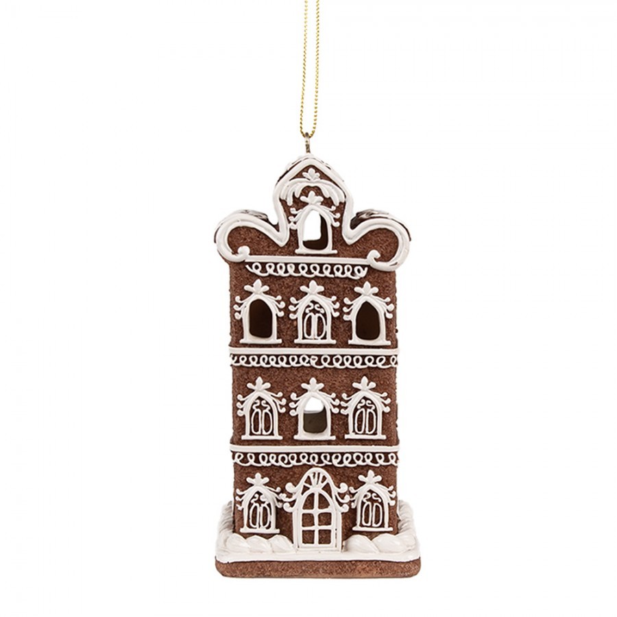 Závěsná svítící ozdoba perníková chaloupka Gingerbread House - 7*6*12/24 cm Clayre & Eef