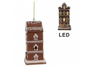 Závěsná svítící ozdoba perníková chaloupka Gingerbread House - 7*6*12/24 cm