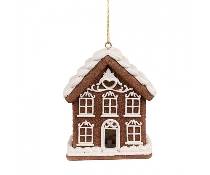 Závěsná svítící ozdoba perníková chaloupka Gingerbread House - 9*6*10/21 cm