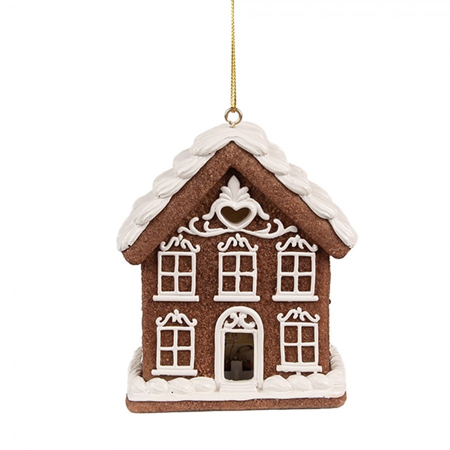 Závěsná svítící ozdoba perníková chaloupka Gingerbread House - 9*6*10/21 cm