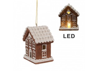 Závěsná svítící ozdoba perníková chaloupka Gingerbread House - 9*6*10/21 cm