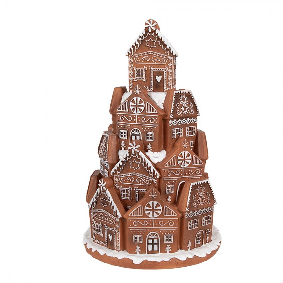 Svítící perníková věž z chaloupek Gingerbread House - Ø 18 * 28 cm/ 3*AAA Clayre & Eef