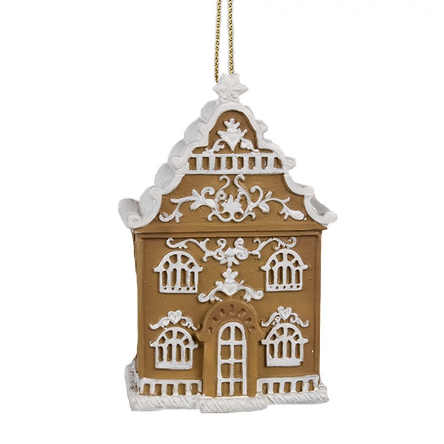 Závěsná vánoční ozdoba perníková chaloupka Gingerbread House - 6*4*9 cm Clayre & Eef