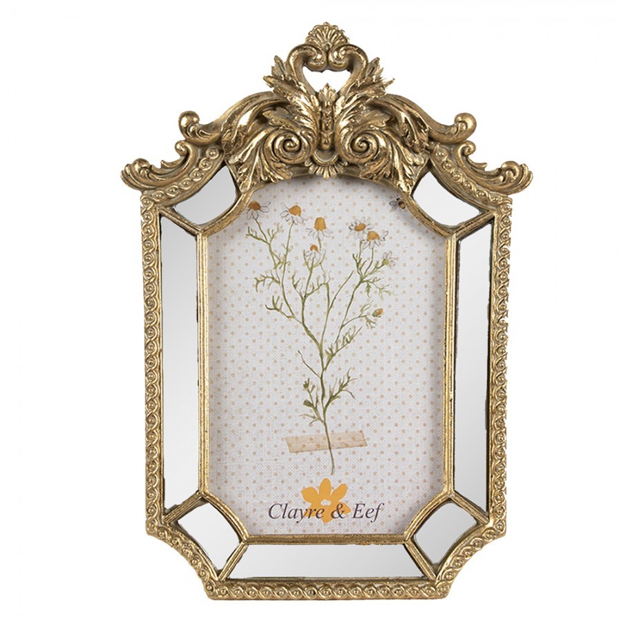 Zlatý antik fotorámeček se zrcátky a ornamenty Baroque - 15*3*22 cm / 10*15 cm