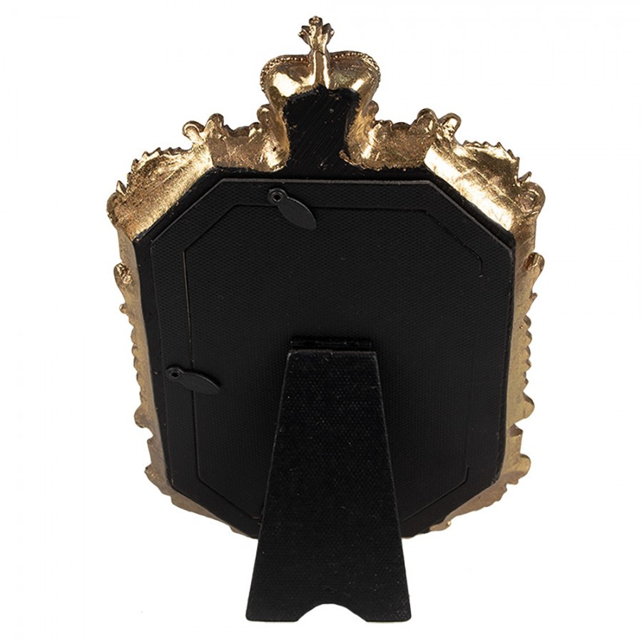 Zlatý antik fotorámeček se zrcátky a korunkou Baroque - 15*3*24 cm / 10*15 cm