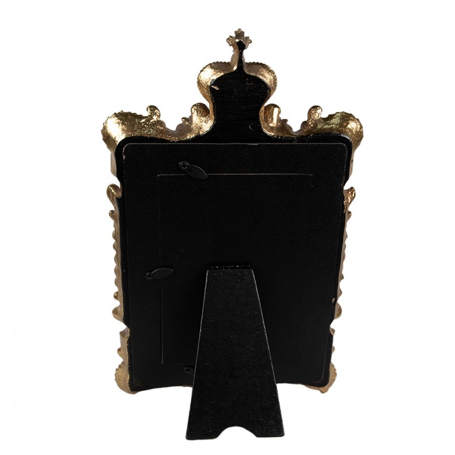 Zlatý antik fotorámeček se zrcátky a korunkou Baroque - 18*3*30 cm / 10*15 cm