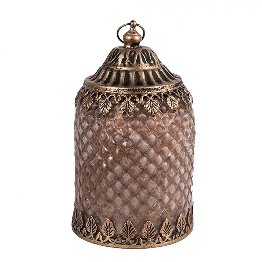 Hnědá skleněná svítící LED lucerna Balli - Ø 10*16 cm 