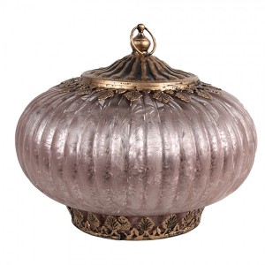 Růžová skleněná LED lucerna - Ø 17*14 cm